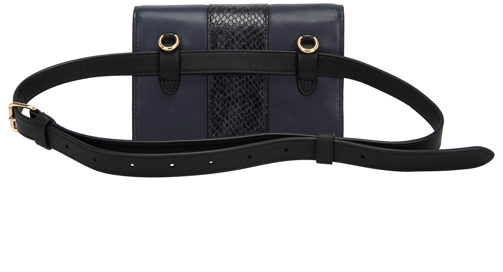 Snake Embossed 2 Way Bag, &pound;110, Handbags, Black/Navy, Leather, Back view